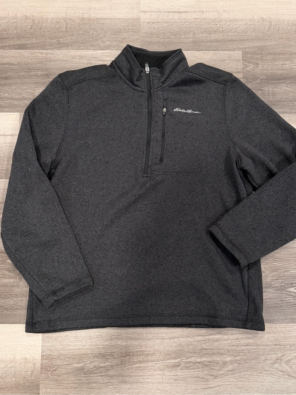 Eddie Bauer Mens Charcoal 1/4 Zip Fleece Pullover Mock Neck Outdoor Sweater XL